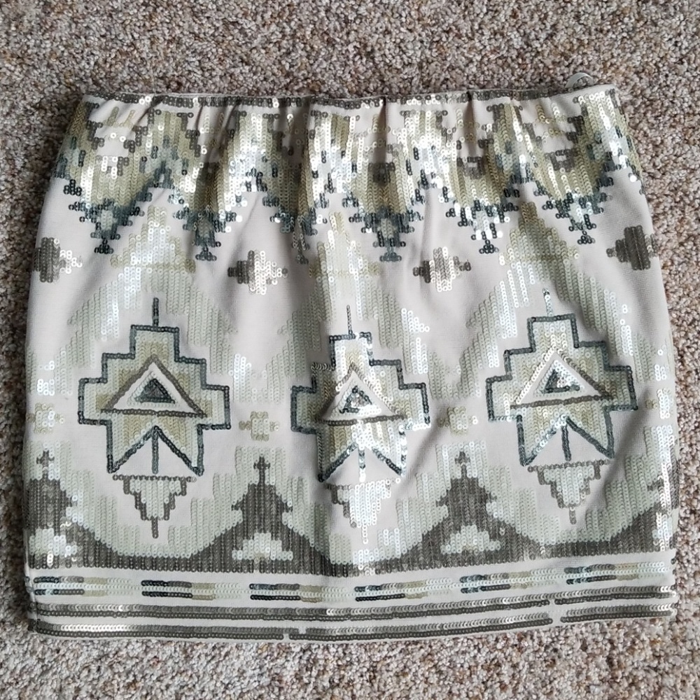 Tribal Sequin Mini Skirt